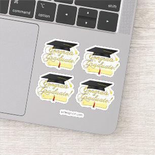 Gefeliciteerd Afstuderen Diploma en Afstuderen pet Sticker