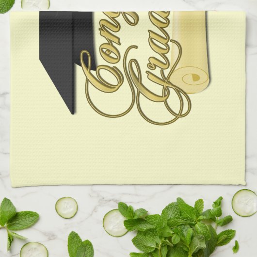 Gefeliciteerd Afstuderen Diploma en Afstuderen pet Theedoek (Gevouwen)