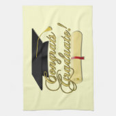 Gefeliciteerd Afstuderen Diploma en Afstuderen pet Theedoek (Verticaal)