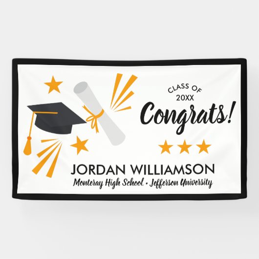 Gefeliciteerd Afstuderen Diploma Pet Graduation Pa Spandoek (Horizontaal)