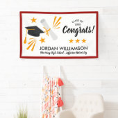 Gefeliciteerd Afstuderen Diploma Pet Rode Graduati Spandoek (Insitu)