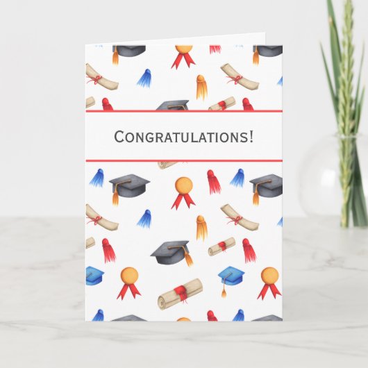 Gefeliciteerd Afstuderen Diplomas en Petten Kaart (Voorkant)