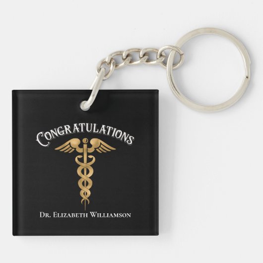 Gefeliciteerd Afstuderen Doctor in de geneeskunde Sleutelhanger (Achterkant)