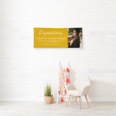 Gefeliciteerd afstuderen eenvoudig geel afstuderen spandoek (Insitu)