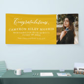 Gefeliciteerd afstuderen eenvoudig geel afstuderen spandoek (Beurs)