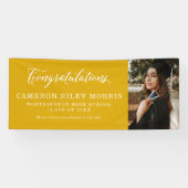 Gefeliciteerd afstuderen eenvoudig geel afstuderen spandoek (Horizontaal)