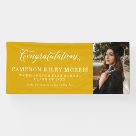 Gefeliciteerd afstuderen eenvoudig geel afstuderen spandoek
