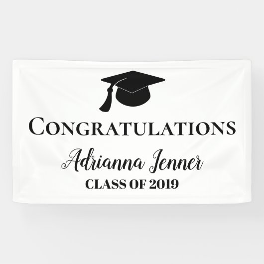 Gefeliciteerd Afstuderen Eenvoudig handgeschreven Spandoek (Horizontaal)