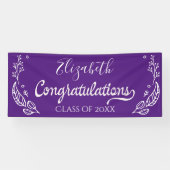 Gefeliciteerd Afstuderen Eenvoudig modern Paars Spandoek (Horizontaal)