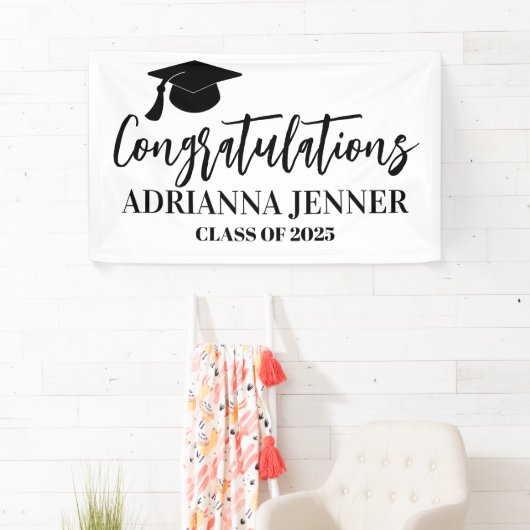 Gefeliciteerd Afstuderen eenvoudig script Spandoek (Insitu)