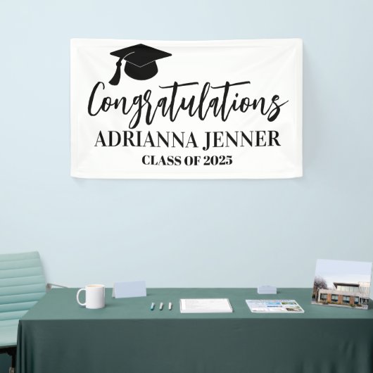 Gefeliciteerd Afstuderen eenvoudig script Spandoek (Beurs)