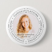 Gefeliciteerd Afstuderen eenvoudige moderne foto Ronde Button 7,6 Cm (Voorkant)