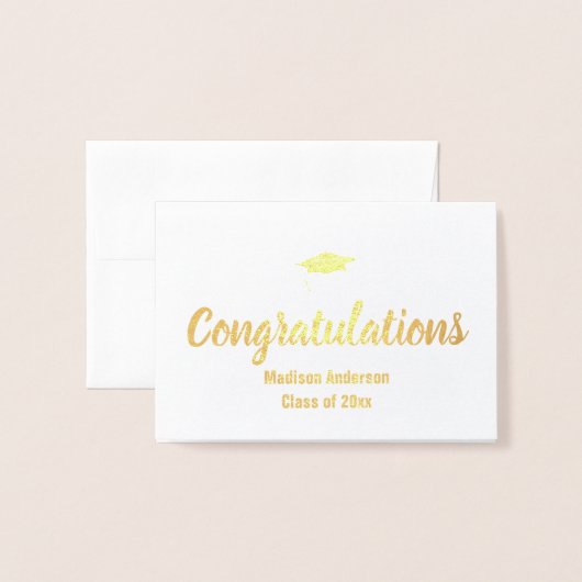 Gefeliciteerd Afstuderen Elegant Gold Foil Script Folie Kaarten (Voorkant met envelop)