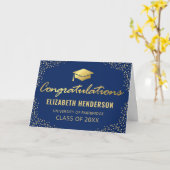 Gefeliciteerd Afstuderen Elegant Navy Gold Kaart (Gele Bloem)