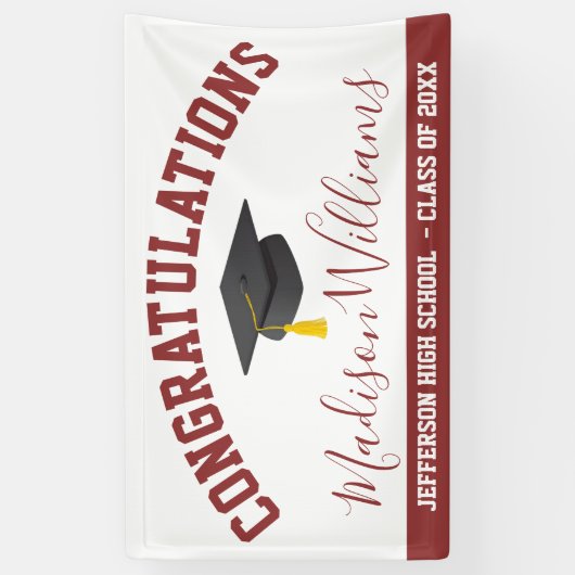 Gefeliciteerd Afstuderen Elegant Script Custom Spandoek (Verticaal)