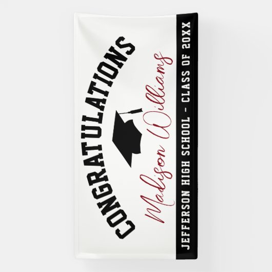 Gefeliciteerd Afstuderen Elegant Script Custom Spandoek (Verticaal)