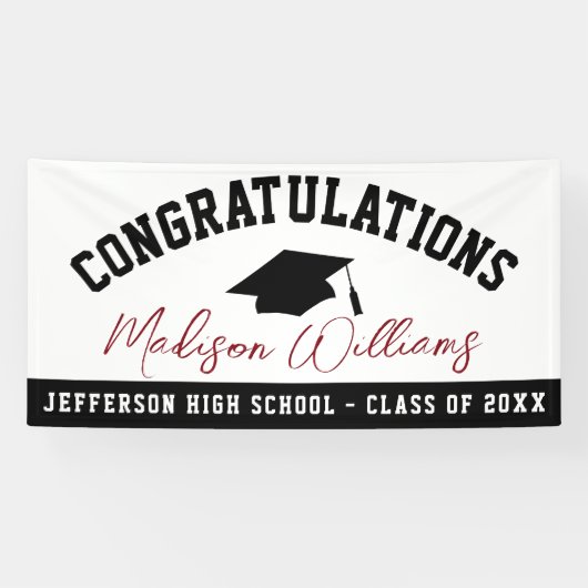 Gefeliciteerd Afstuderen Elegant Script Custom Spandoek (Horizontaal)