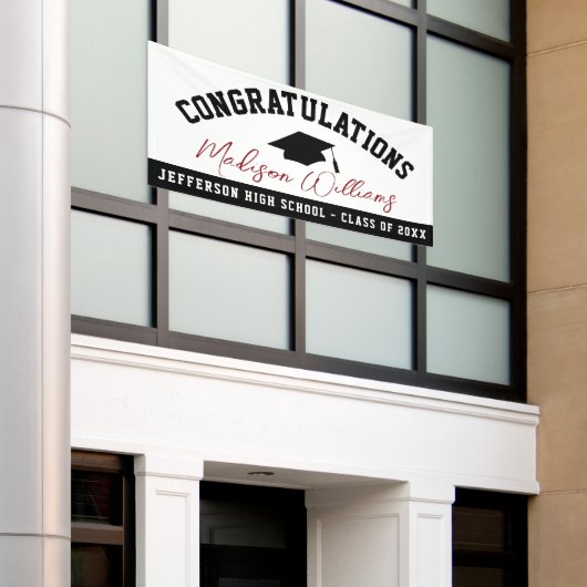 Gefeliciteerd Afstuderen Elegant Script Custom Spandoek (Buitenkant Gebouw)