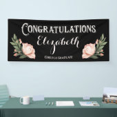 Gefeliciteerd Afstuderen Flowers Black Pink Spandoek (Beurs)