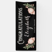 Gefeliciteerd Afstuderen Flowers Black Pink Spandoek (Verticaal)