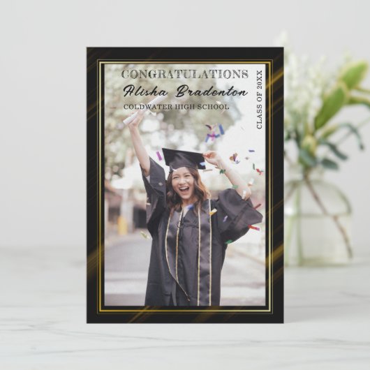 Gefeliciteerd Afstuderen Foto Aankondiging Kaart (Staand voorkant)