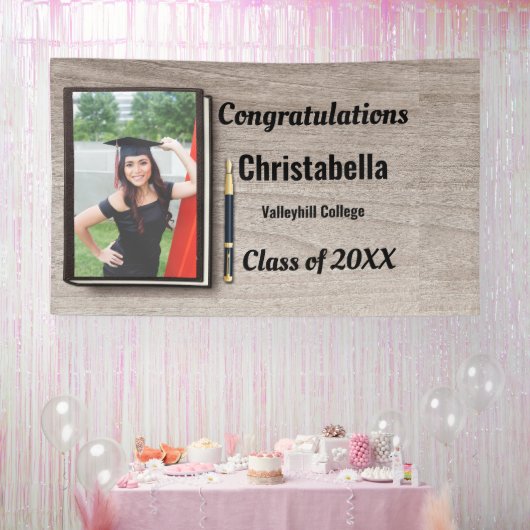 Gefeliciteerd  afstuderen foto ba spandoek (Feest)