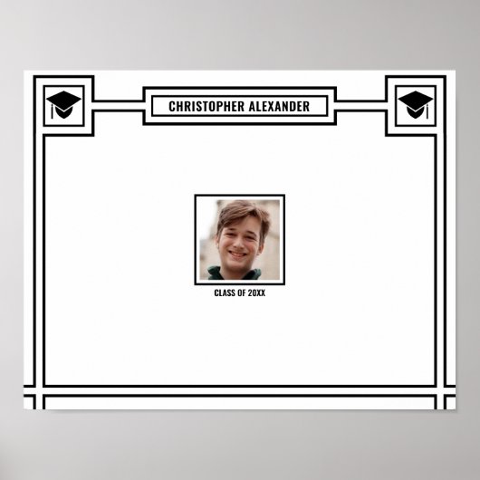 Gefeliciteerd Afstuderen Foto Black Signature Smal Poster (Voorkant)