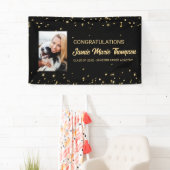 Gefeliciteerd afstuderen Foto gouden confetti Spandoek (Insitu)