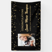 Gefeliciteerd afstuderen Foto gouden confetti Spandoek (Verticaal)