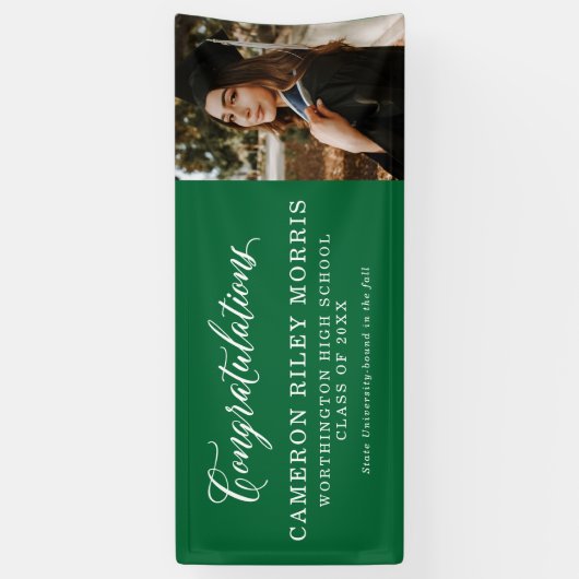 Gefeliciteerd afstuderen foto groen afstuderen spandoek (Verticaal)