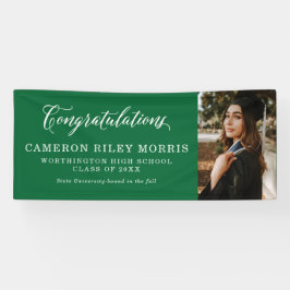 Gefeliciteerd afstuderen foto groen afstuderen spandoek