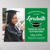 Gefeliciteerd Afstuderen Foto Groen en Wit Afstude Poster (Voorkant)