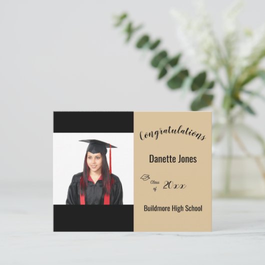 Gefeliciteerd Afstuderen Foto Jaar School Postca Briefkaart (Staand voorkant)