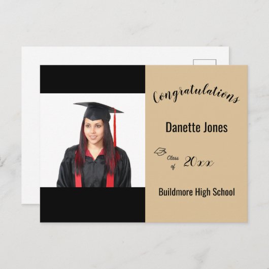 Gefeliciteerd Afstuderen Foto Jaar School Postca Briefkaart (Voorkant / Achterkant)