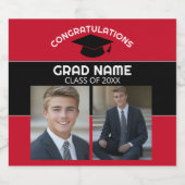 Gefeliciteerd Afstuderen - Foto rood zwart Afstude Bier Etiket (Enkel label)