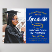 Gefeliciteerd Afstuderen Foto Royal Blue Gold Afst Poster (Voorkant)