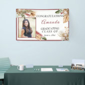 Gefeliciteerd Afstuderen Foto Tropisch Bohemiaans Spandoek (Beurs)