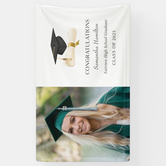 Gefeliciteerd Afstuderen fotobanner Spandoek (Verticaal)