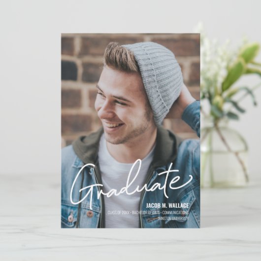 Gefeliciteerd Afstuderen Fotoman Afstuderen Aankondiging (Staand voorkant)