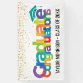 Gefeliciteerd Afstuderen Fun Colorful Gold Glitter Spandoek (Verticaal)