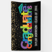 Gefeliciteerd Afstuderen Fun Colorful Gold Glitter Spandoek (Verticaal)