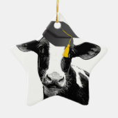Gefeliciteerd Afstuderen Funny Cow in Pet Keramisch Ornament (Voorkant)