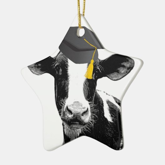 Gefeliciteerd Afstuderen Funny Cow in Pet Keramisch Ornament (Links)