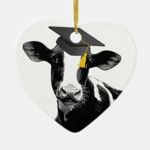 Gefeliciteerd Afstuderen Funny Cow in Pet Keramisch Ornament