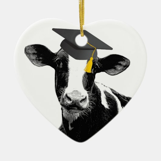 Gefeliciteerd Afstuderen Funny Cow in Pet Keramisch Ornament (Voorkant)