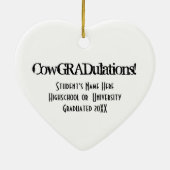 Gefeliciteerd Afstuderen Funny Cow in Pet Keramisch Ornament (Achterkant)