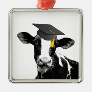 Gefeliciteerd Afstuderen Funny Cow in Pet Metalen Ornament