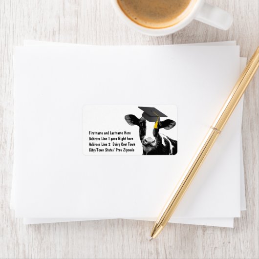 Gefeliciteerd Afstuderen Funny Koe in Pet Etiket (Insitu)