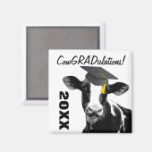 Gefeliciteerd Afstuderen Funny Koe in Pet Magneet (Voorkant / Achterkant)