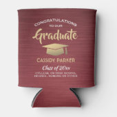 Gefeliciteerd Afstuderen geborsteld Burgundy Gold  Blikjeskoeler (Voorkant)